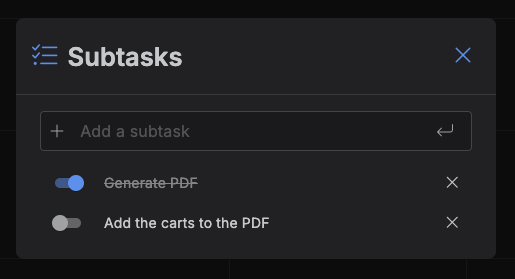 Kalendi - Subtasks